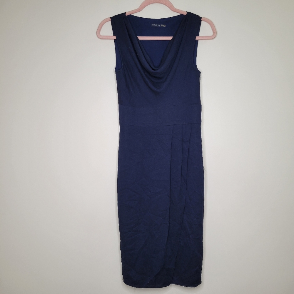 Magaschoni collectioni navy blue silk dress 2